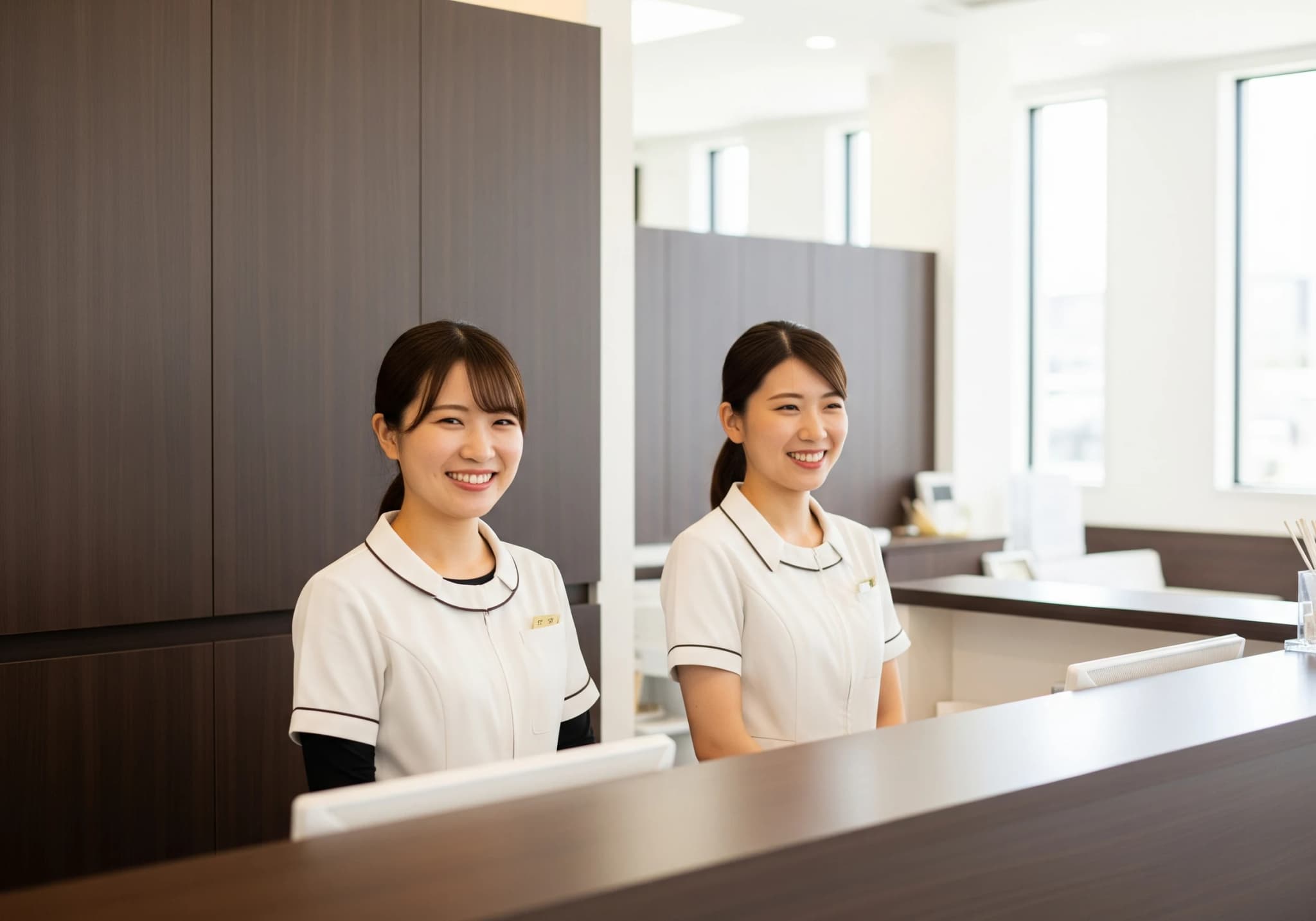 受付でお迎えするスタッフ